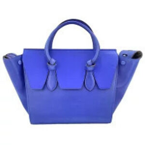 Celine Leather Tie Bag Tote Blue